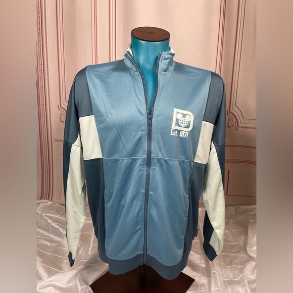 2022 Disney Parks Walt Disney World Blue Zip Track Jacket Spirit Jersey M L XL - Picture 2 of 15